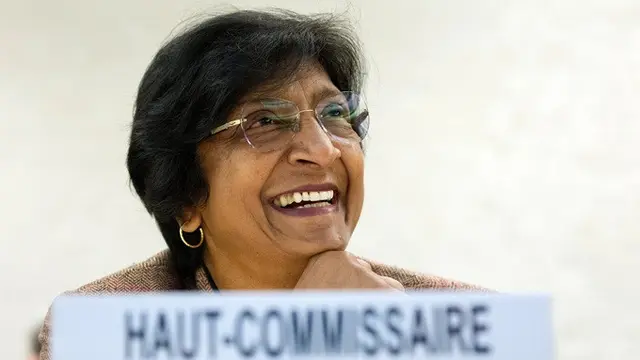 Komisaris Tinggi PBB untuk Hak Asasi Manusia Navi Pillay menjelang pembukaan sidang Dewan HAM PBB di Jenewa, Swiss, pada 18 Juni 2012.