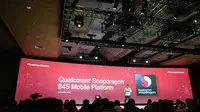 Pengumuman Snapdragon 845 di konferensi Qualcomm Snapdragon Tech Summit 2017, Selasa (5/12/2017) waktu setempat di Maui, Hawaii. (Liputan6.com/Corry Anestia)