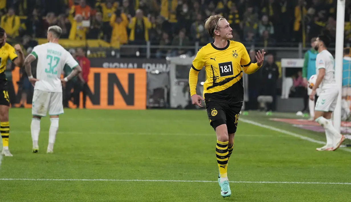 Gol Julian Brandt di babak kedua menjadi penentu kemenangan tuan rumah. (AP Photo/Martin Meissner)