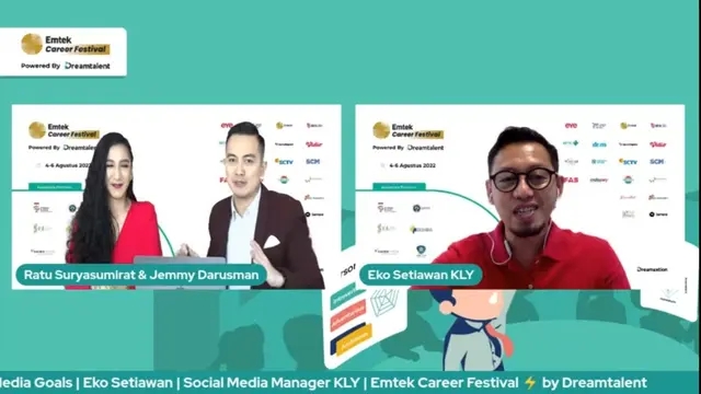 Social Media Manager Kapanlagi Youniverse (KLY)  Eko Setiawan dalam rangkaian acara Emtek Career Festival.