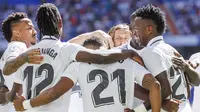 Berkat kemenangan ini, Real Madrid berada di puncak klasemen dengan raihan 12 poin. Sementara Real Betis harus puas tertahan di peringkat dua klasemen sementara La Liga. (AP/Pablo Garcia)