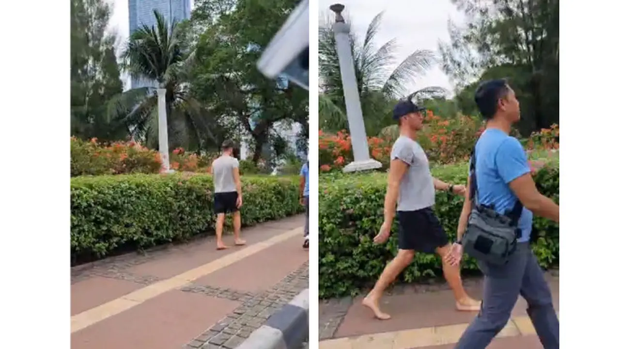 Penampakan Vokalis Coldplay, Chris Martin, yang Sedang Jalan Santai di Atas Stasiun Sudirman (Dokumentasi Milik LC)