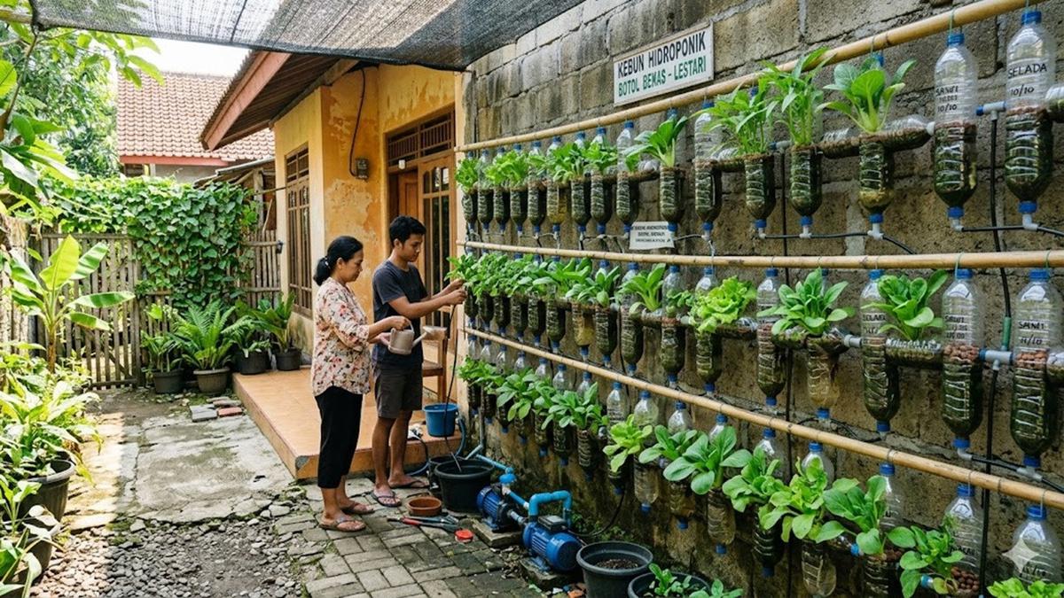 Cara Membuat Kebun Hidroponik dari Botol Bekas Tanpa Pompa