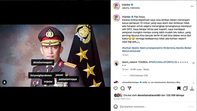 Jessica Iskandar Kirim Pesan untuk Kapolri Listyo Sigit, Sebut Kinerja Kepolisian Lamban dalam Tangani Kasus Penipuan yang Menimpanya