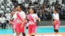 Dinda Kanya Dewi berada di tim Pink Dragon untuk Fun Volleyball Celebrity Match. Dinda menata rambutnya secara unik. Ia mengepang dulu rambutnya menjadi beberapa bagian dari atas hingga ke tengah, lalu menjadikan satu semuanya dengan gaya high-ponytail. [Foto: Document FIMELA/Adrian Putra]