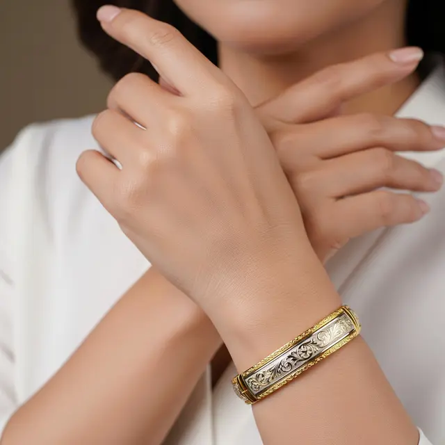 9 Gelang Emas Ukir Halus tapi Bernilai Tinggi untuk Wanita Usia 50+, Pesona Abadi