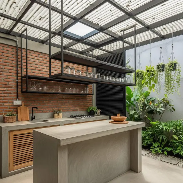 Dapur Semi Outdoor 2,5x2 Meter Rumah Type 45 dengan Skylight dan Taman Samping