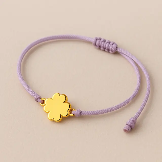Model Gelang Tali Serut Kombinasi Emas Clover 3 Gram