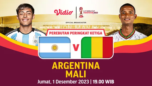 Siaran Langsung Piala Dunia U17 Perebutan Peringkat 3 Argentina vs Mali di Vidio