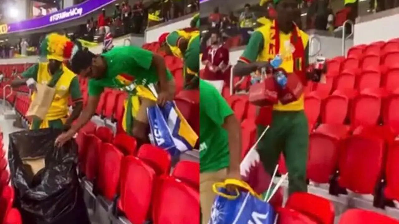 Fans Senegal Membersihkan Stadion, tangkapan layar (sumber: twitter.com/StadesC)
