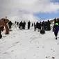 Setiap tahun, hujan salju membawa wisatawan dari seluruh Arab Saudi ke Pegunungan Al-Jabal dan Alkan di Provinsi Tabuk. (SPA)