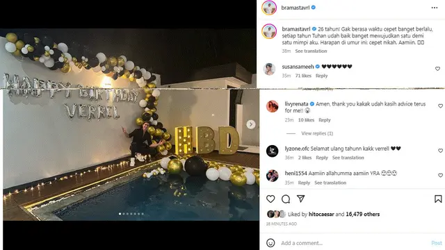 Verrell Bramasta Rayakan Ulang tahun ke-26