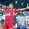 Pemain Persijap Jepara, Carlos Franca, melakukan selebrasi setelah mencetak gol ke gawang Persib Bandung pada laga BRI Super League di Stadion Gelora Bumi Kartini, Jepara hari Senin (18/08/2025) malam WIB. (Dok. Persijap)