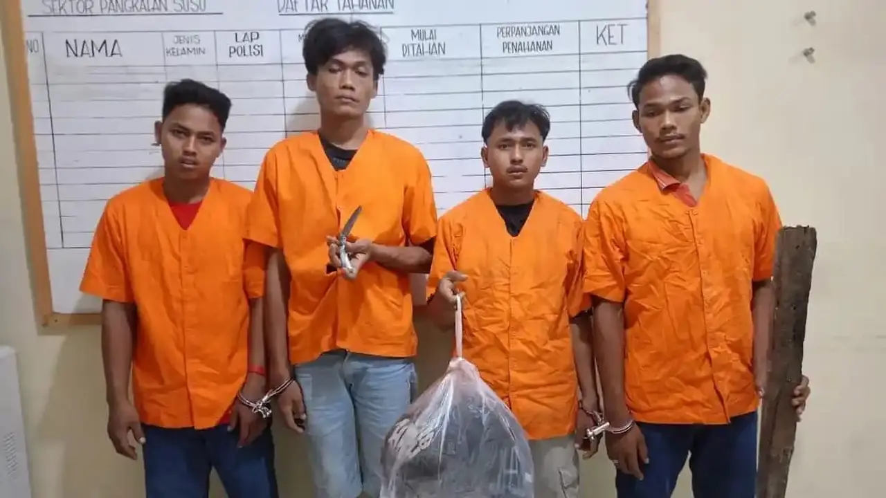 Pelaku pengeroyokan pemuda hingga tewas di Kabupaten Langkat, Sumatera Utara. (Dok. Istimewa)