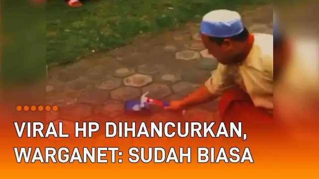 Video merekam momen seorang pria menghancurkan HP dengan palu. HP hancur hingga body dan layar terpisah. Disebut terjadi di sebuah pondok pesantren, disaksikan para santri.