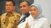Menteri Ketenagakerjaan RI Ida Fauziah memberi keterangan pers pada acara Penandatanganan Perjanjian Kerja Sama Penyaluran Bantuan berupa Subsidi Gaji/ Upah bagi Pekerja/Buruh tahun Anggaran 2022 di Jakarta, Selasa (6/9/2022).  (Liputan6.com/HO)