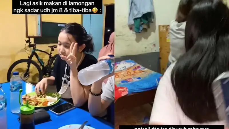 Tengah asyik menyantap hidangan di warung makan, sekumpulan remaja terpaksa disembunyikan di dapur masak.