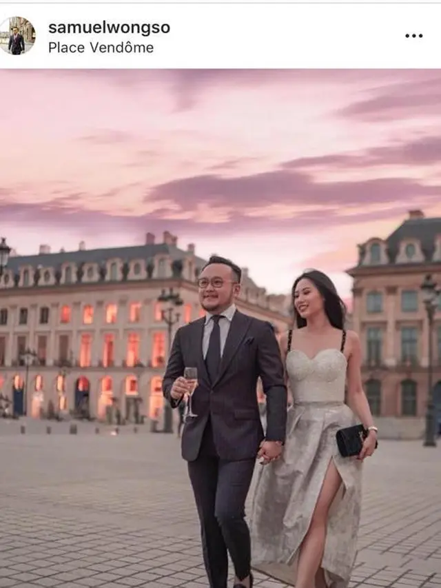Samuel Wongso dan calon istri di Place Vendome (Instagram)
