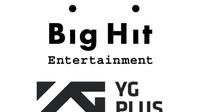 Logo Big Hit Entertainment dan YG Plus. (foto via Soompi)