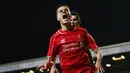 Selebrasi Philippe Coutinho usai mencetak gol bagi klubnya