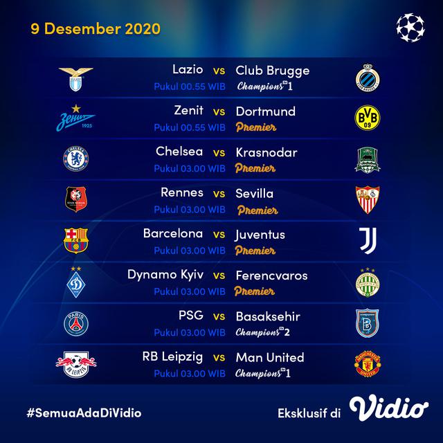 Jadwal Liga Champions Matchday 6 di Vidio