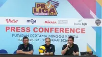 Konferensi pers pekan ketiga putaran pertama Proliga 2026 di Hotel Naripan, Bandung, Rabu (21/1/2026). (Bola.com/Erwin Snaz)