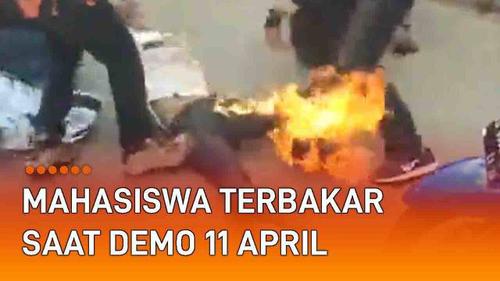 VIDEO: Mahasiswa Bone Terbakar Saat Bakar Ban di Demo 11 April