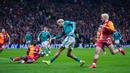 Kemenangan ini jelas memberi keuntungan bagi Galatasaray sebelum melawat ke markas Liverpool pada pertandingan leg kedua pekan depan. (AP Photo/Khalil Hamra)