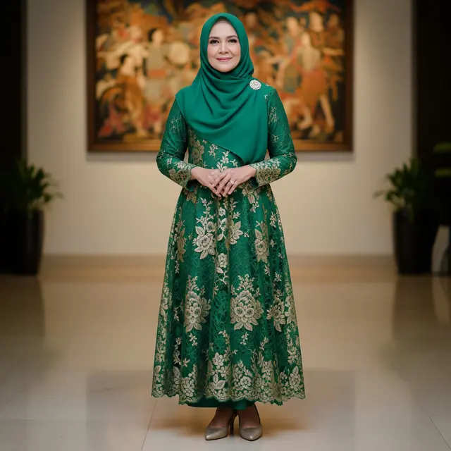 Model Gamis Brokat untuk Usia 50 Tahun ke Atas
