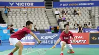 Marcus Fernaldi Gideon / Kevin Sanjaya Sukamuljo tampil di semifinal Korea Open 2017. (twitter.com/INABadminton)