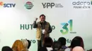 Ketua Umum Yayasan Pundi Amal Peduli Kasih Imam Sudjarwo saat saat memberikan sambutan dalam rangka kegiatan penyerahan sembako, Jakarta, Rabu (4/10/2023). PT Adaro Energi Tbk bersama Yayasan Pundi Amal Peduli Kasih (YPP) SCTV dan Indosiar menggelar kegiatan penyerahan sembako dalam rangka Hari Ulang Tahun (HUT) Adaro ke-31 dengan tema “Adaro Hidupkan Hati”. (Liputan6.com/Angga Yuniar)