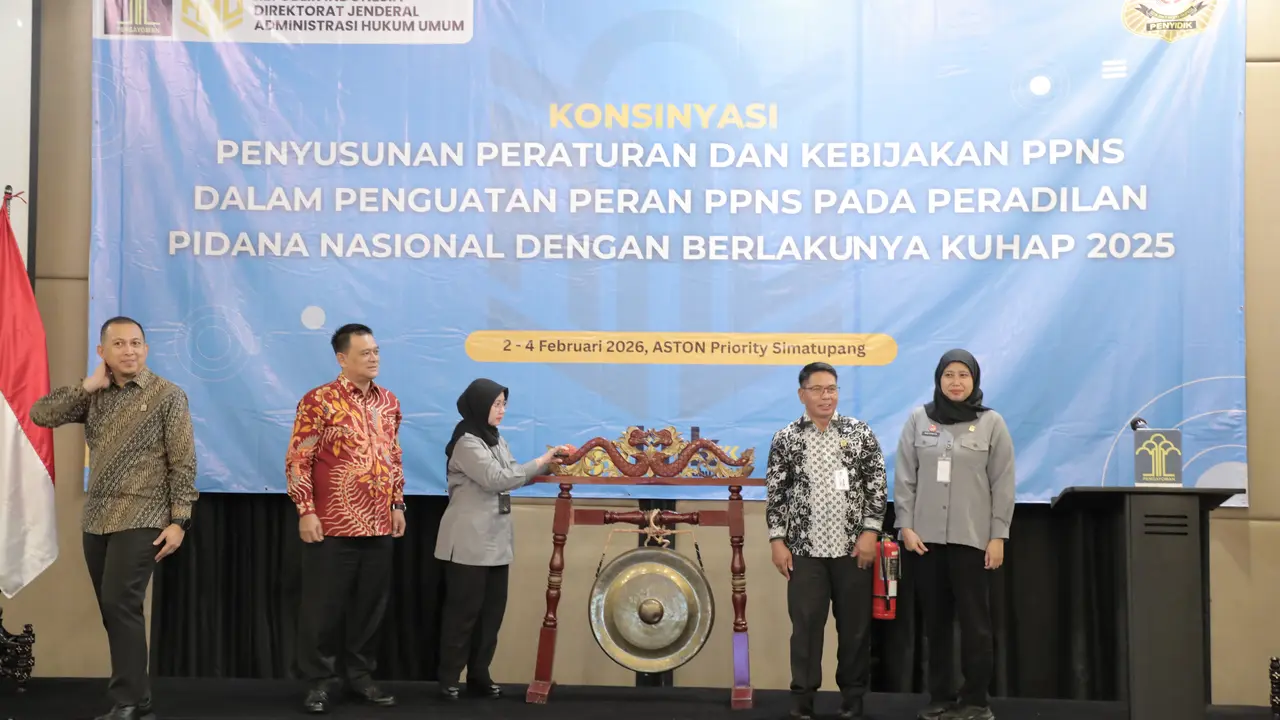 Ditjen AHU Kementerian Hukum menggelar kegiatan Penyusunan Peraturan dalam Penguatan Peran Penyidik Pegawai Negeri Sipil (PPNS) pada Peradilan Pidana Nasional pada 2–4 Februari 2026 di Hotel Aston Priority Simatupang.