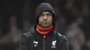 Ekspresi kekecewaan dari pelatih Liverpool, Jurgen Klopp, usai timnya menelakn kekalahan dari West Ham pada laga Liga Premier Inggris. The Reds takluk 2-0 dari West Ham. (Reuters/Toby Melville)