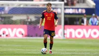 Pemain Spanyol, Pau Cubarsi, saat perempat final Piala Dunia 2026 melawan Belgia di Los Angeles Stadium, Minggu (10/7/2026). (Florencia Tan Jun/Getty Images/AFP)