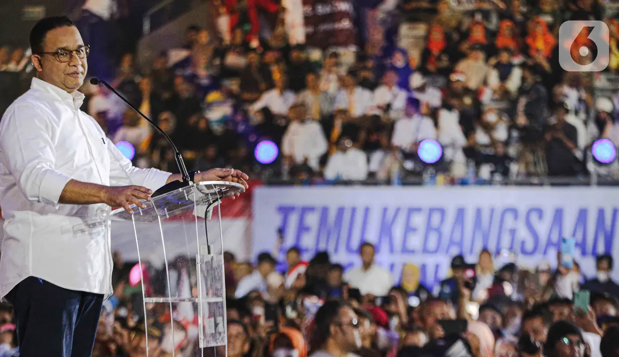 Dalam pidatonya, Anies Baswedan menyatakan pemerintah daerah harus bisa menyelesaikan masalah internal sendiri, tanpa campur tangan atau bantuan dari pemerintah pusat. (Liputan6.com/Faizal Fanani)