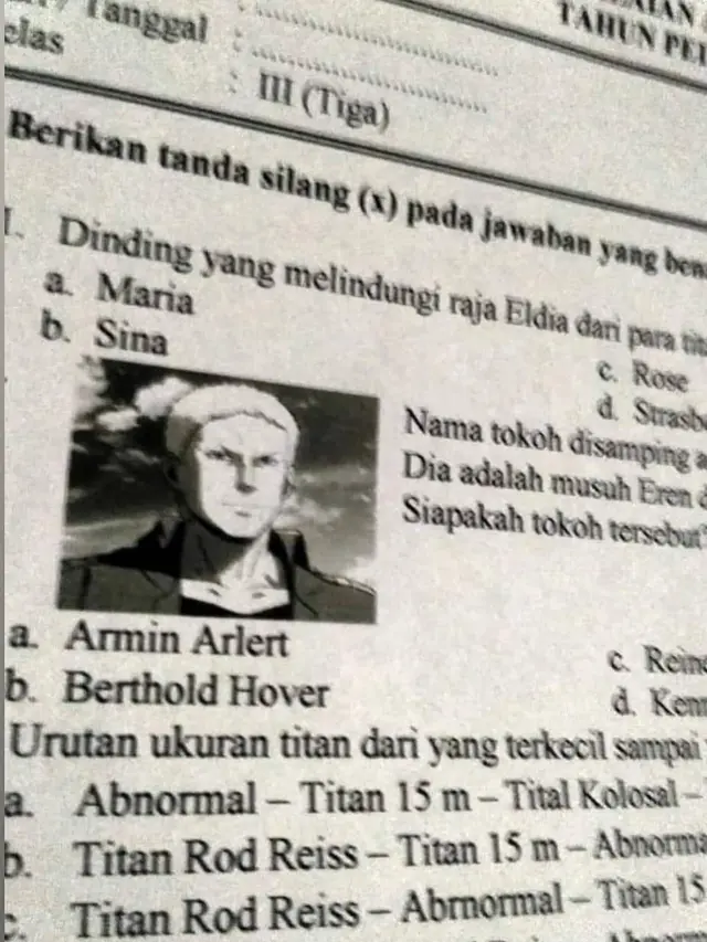 6 Soal Ujian Ini Libatkan Karakter Anime, Wibu Pasti Benar Semua