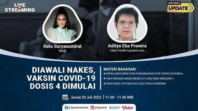 Liputan6 Update Jumat, 29 Juli 2022 pukul 11.00 WIB menyajikan laporan dari segala penjuru dengan tema: Diawali Nakes, Vaksin Covid-19 Dosis 4 Dimulai

Laporan Langsung:
- Kopda Muslimin Otak Penembakan Istri Tewas Di Kendal
- Luka Pada Brigadir ...