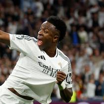 Dua menit berselang, Vinicius Junior berhasil mencetak penyeimbang. (Pierre-Philippe MARCOU/AFP)