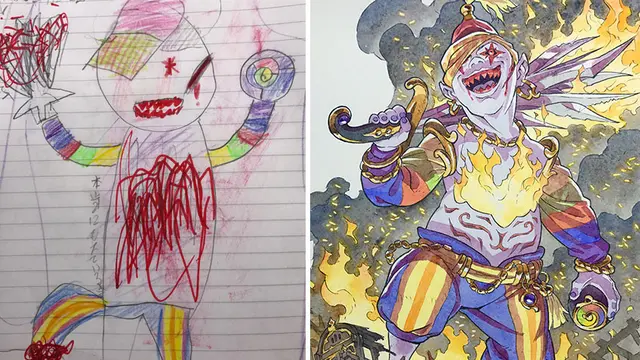 Ayah ubah hasil coretan anak jadi keren (foto: Thomas Romain)