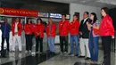 Setelah sesi penyambutan dilakukan konferensi pers yang   digelar di lobi kedatangan Terminal 2E, Bandara   International Soekarno Hatta, Tangerang, Selasa (27/5/14). (Liputan6.com/Miftahul Hayat)