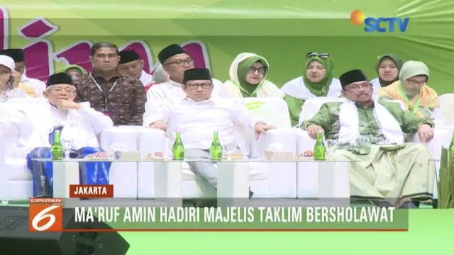 Ma’ruf Amin sampaikan alasan mau jadi cawapres Jokowi pada acara Majelis Taklim Berselawat, di Istora Senayan, Jakarta.