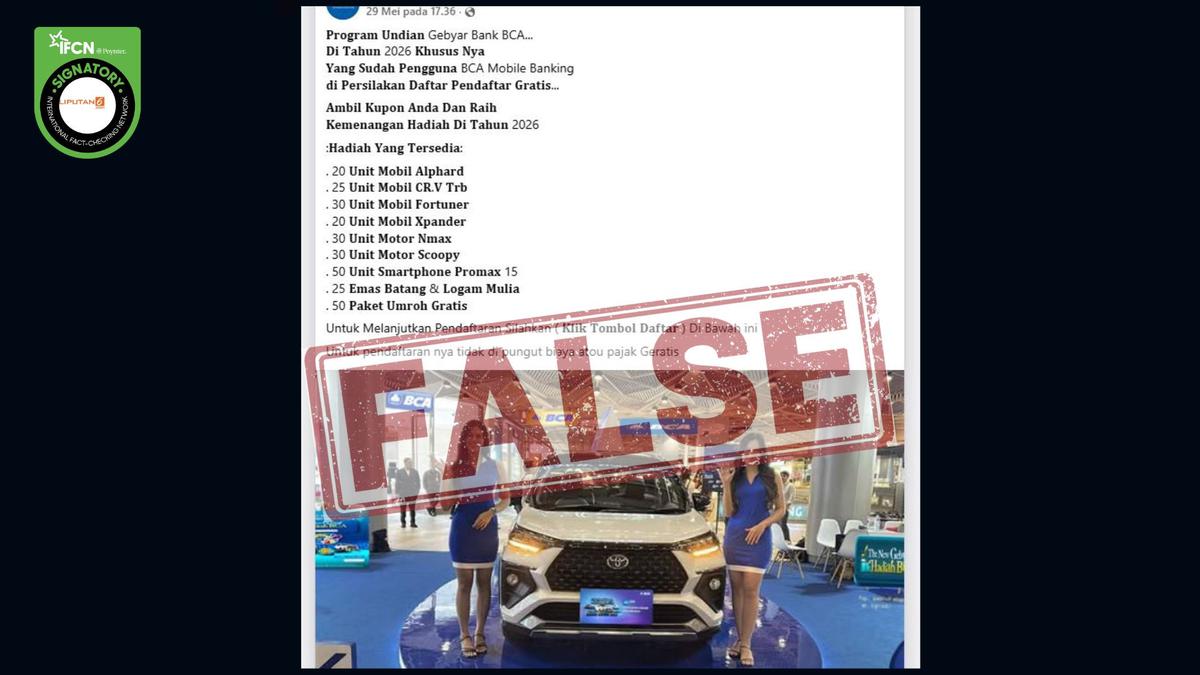 Cek Fakta: Tidak Benar Pendaftaran Undian Gebyar BCA 2026  #CekFakta