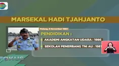 Presiden Joko Widodo ajukan rekomendasi Marsekal TNI Hadi Cahyanto sebagai calon pengganti Jenderal Tni Gatot Nurmantyo kepada DPR.