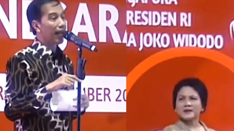 Viral video lama ibu negara Iriana mencemaskan rambut Presiden Joko WIdodo saat berpidato