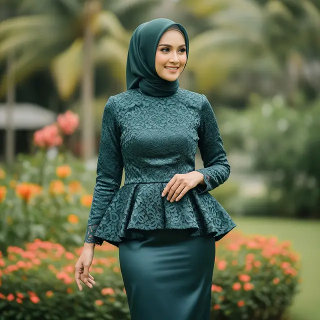 Model Gamis Brokat Kombinasi Satin untuk Remaja