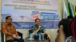 Ketua DPD Irman Gusman mendukung dibukanya KPK di daerah saat menyampaikan pidato refleksi akhir tahun, Jakarta, Senin (22/12/2014). (Liputan6.com/Andrian M Tunay)