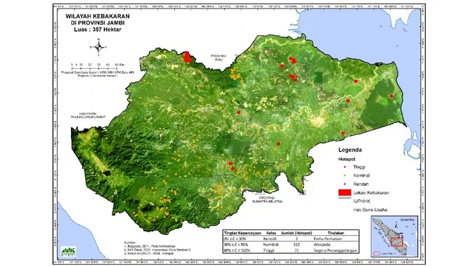 <p>Wilayah Kebakaran Hutan dan Lahan di Provinsi Jambi. (KKI Warsi)</p>