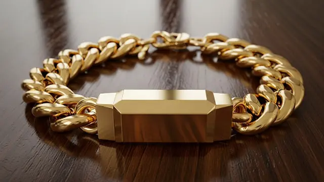 Gelang Chain Tebal dengan Liontin Bold