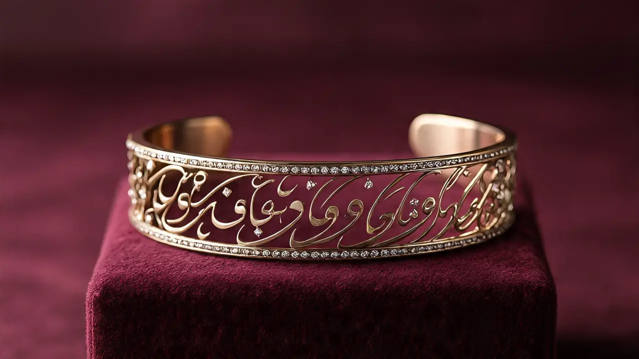 Ilustrasi gelang emas Cuff Islami (By AI)