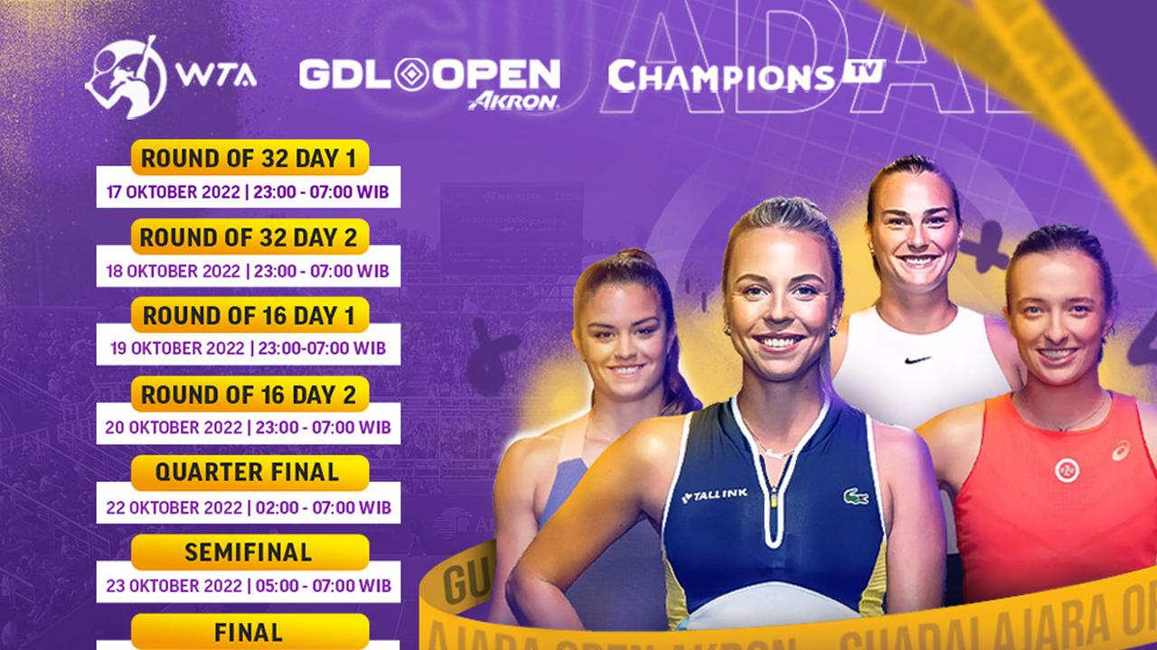 Dapatkan Link Live Streaming WTA 1000 Guadalajara Open 2022 di Vidio 17 sampai 24 Oktober : 32 Besar Hingga Final
